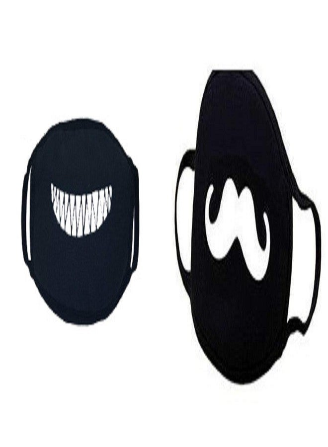 VRITRAZ Glow in the dark luminous Cotton Anti Dust, Pollution Face Mouth Mask for Man Woman HappyTeeth Mustache - Image 1